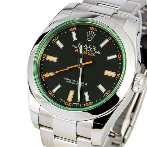 rolex milgauss green sapphire price|rolex milgauss with green crystal.